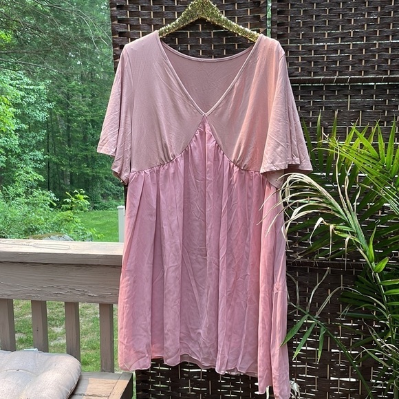 Pink Plus Size Chiffon Style Babydoll Dress - Picture 14 of 16
